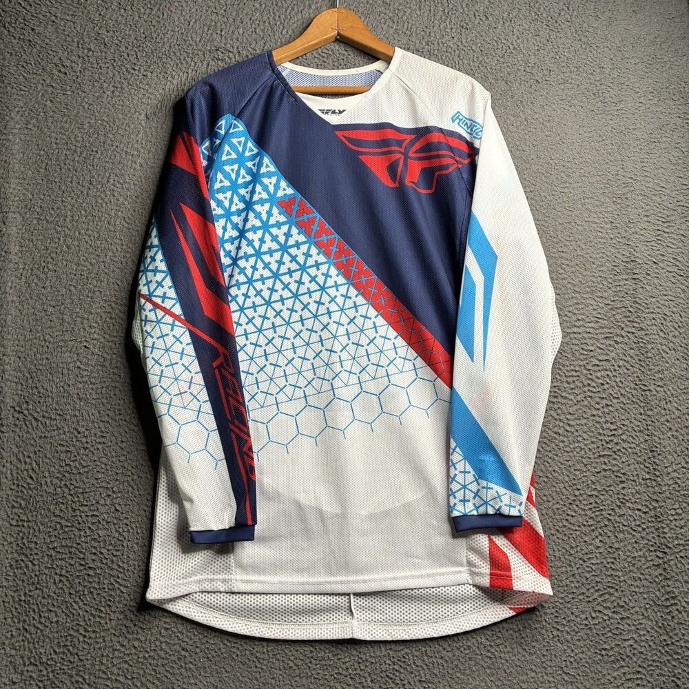 Fly Racing 2017 Kinetic Mesh Trifecta Jersey Red White Blue Motorcross Men Small